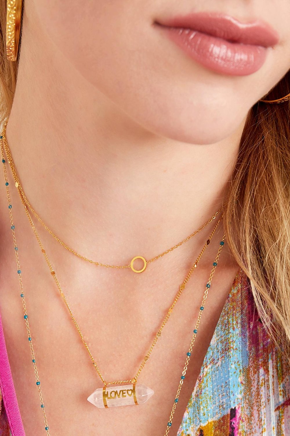 Collier pierre naturelle Amour Rose Acier inoxydable h5Image3